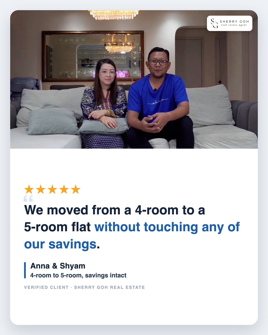Anna and Shyam: we moved from a 4-room to a 5-room without touching any of our savings